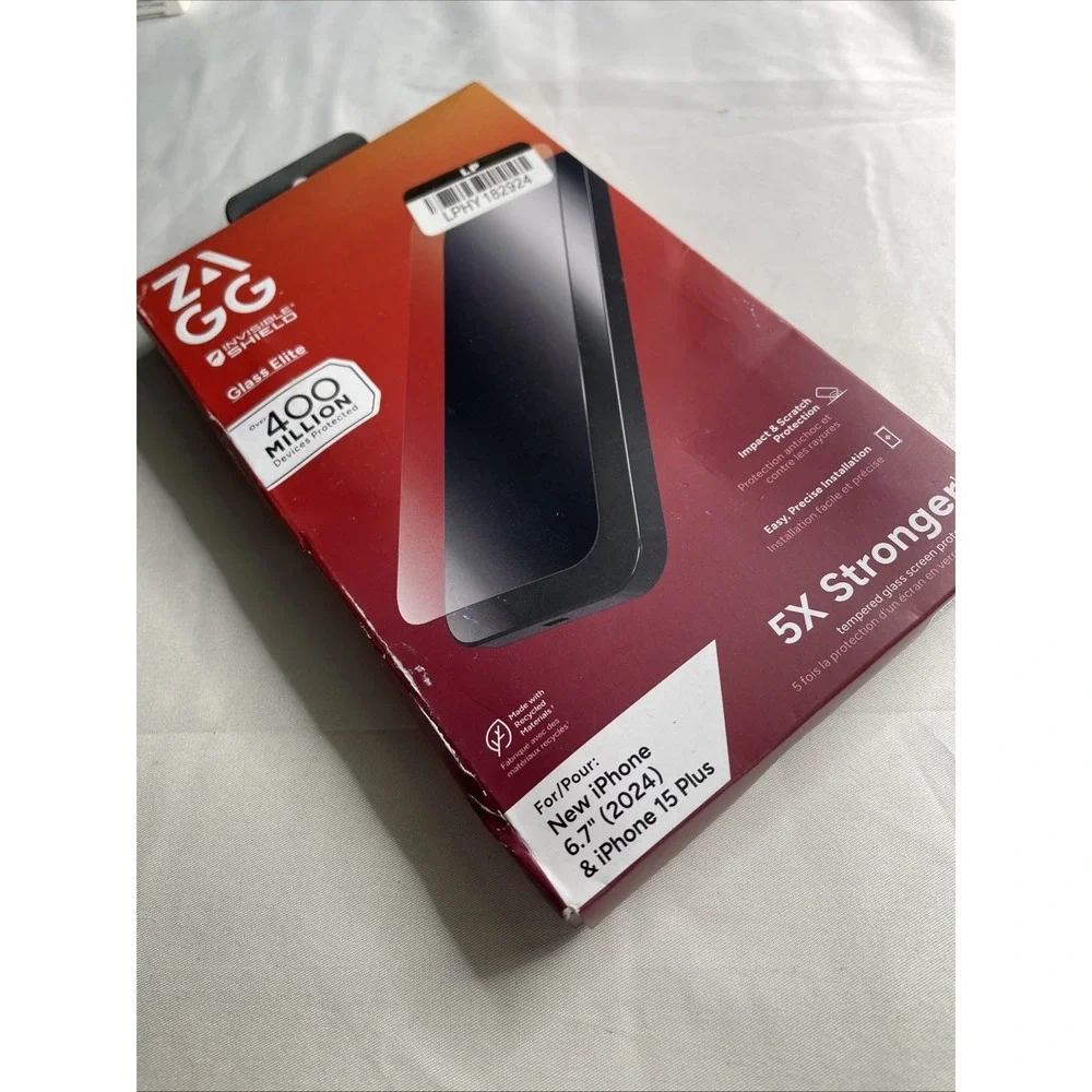 ZAGG Glass Elite Screen Protector for Apple iPhone 16 Plus / 15 Plus, Genuine